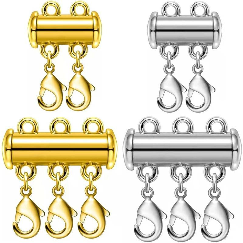 Necklace Layering Clasps Magnetic Slide Lock Clasp Necklace Connector Multi Strands Slide Tube Clasps