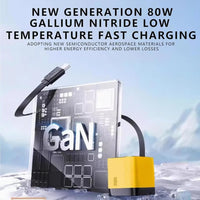 3 in 1 Gan Charger, Scalable 80W Max Fast Charger Module with Type-C Cable and 2 USB Ports, for Smartphones, Tablets and Laptops (Green)