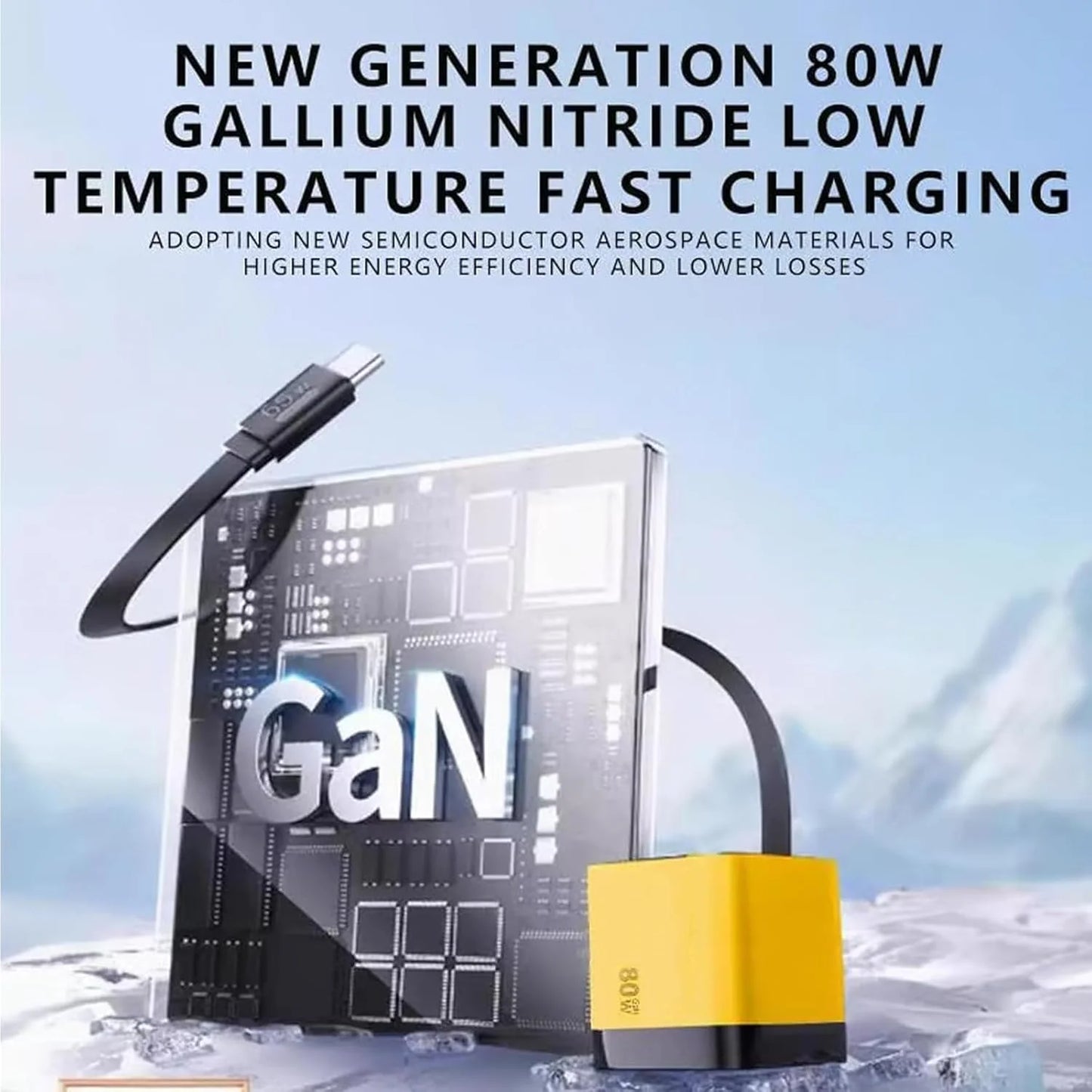 3 in 1 Gan Charger, Scalable 80W Max Fast Charger Module with Type-C Cable and 2 USB Ports, for Smartphones, Tablets and Laptops (Green)