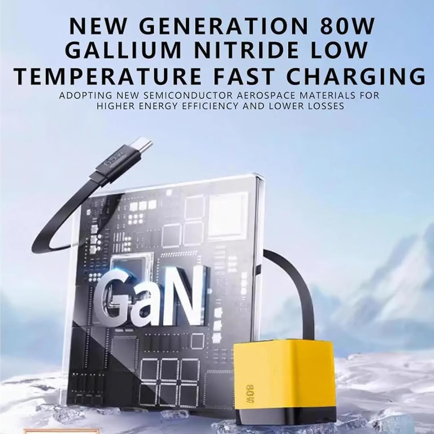 3 in 1 Gan Charger, Scalable 80W Max Fast Charger Module with Type-C Cable and 2 USB Ports, for Smartphones, Tablets and Laptops (Green)