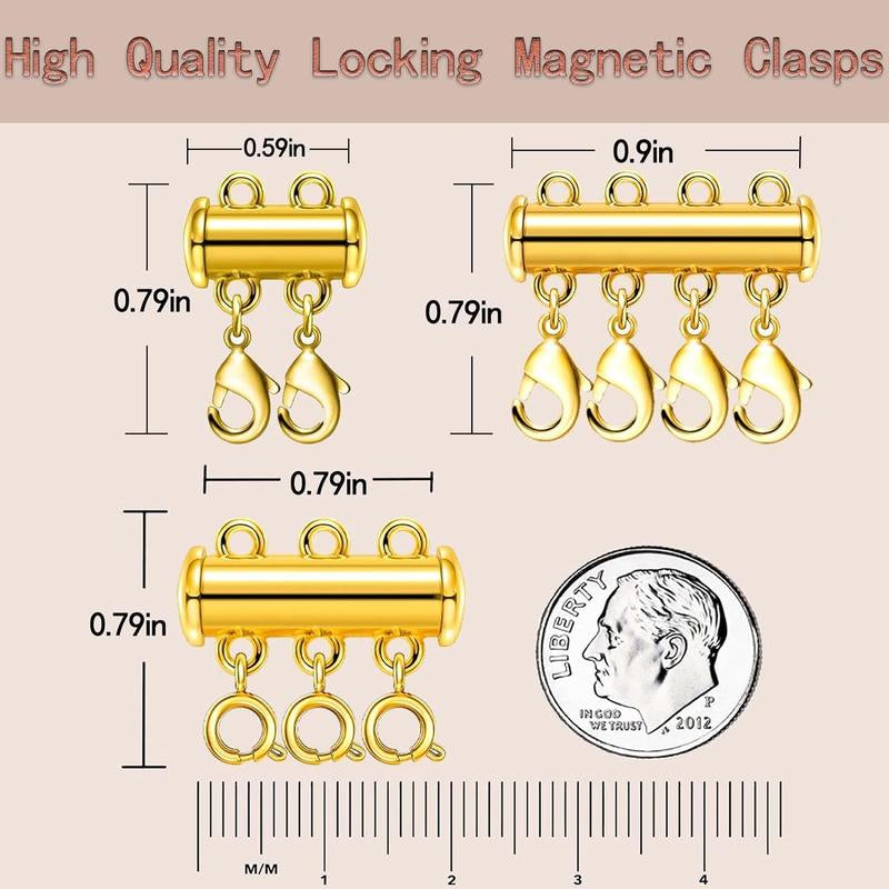 Necklace Layering Clasps Magnetic Slide Lock Clasp Necklace Connector Multi Strands Slide Tube Clasps