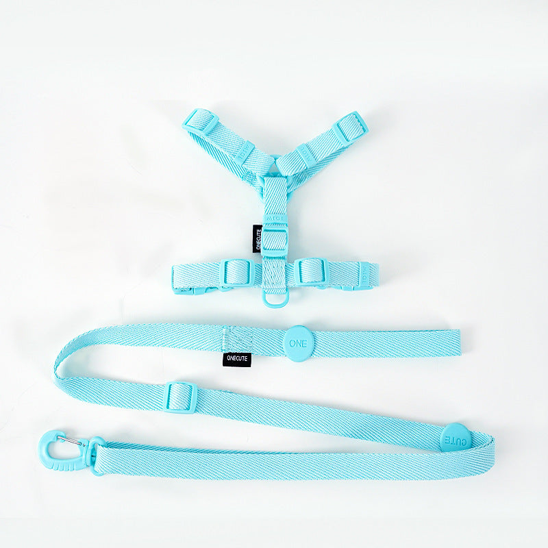 Korean Version Of Cat And Dog Pet Macaron H-type Collar Chest Back Lead Rope
