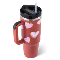40 Oz Tumbler With Handle Straw Insulated, Stainless Steel Spill Proof Vacuum Coffee Cup Tumbler With Lid Tapered Mug Gifts For Valentine Lover Suitable For Car Gym Office Travel