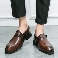 Plus Size Men's Slip-on Fashionable Breathable Lightweight British Style Leather Sandals