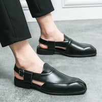 Plus Size Men's Slip-on Fashionable Breathable Lightweight British Style Leather Sandals
