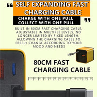3 in 1 Gan Charger, Scalable 80W Max Fast Charger Module with Type-C Cable and 2 USB Ports, for Smartphones, Tablets and Laptops (Green)